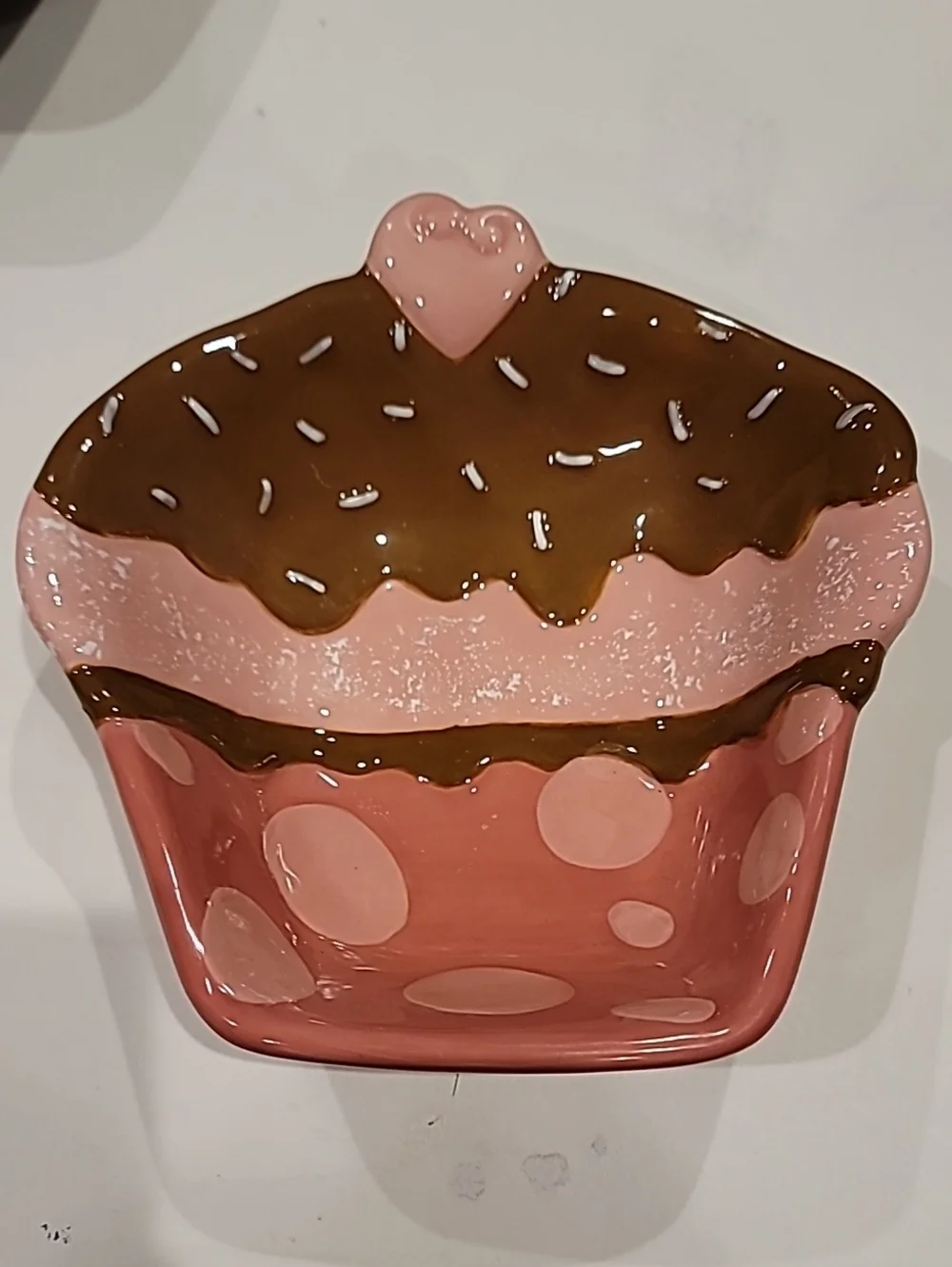 Cupcake Art Ceramic Dish Set in Pink and Brown Set Of 3